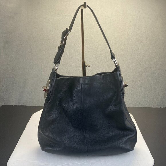 Coach Penelope Hobo Shoulder Bag,F16535 - Black Pebbled Leather,Snap - Picture 1 of 11
